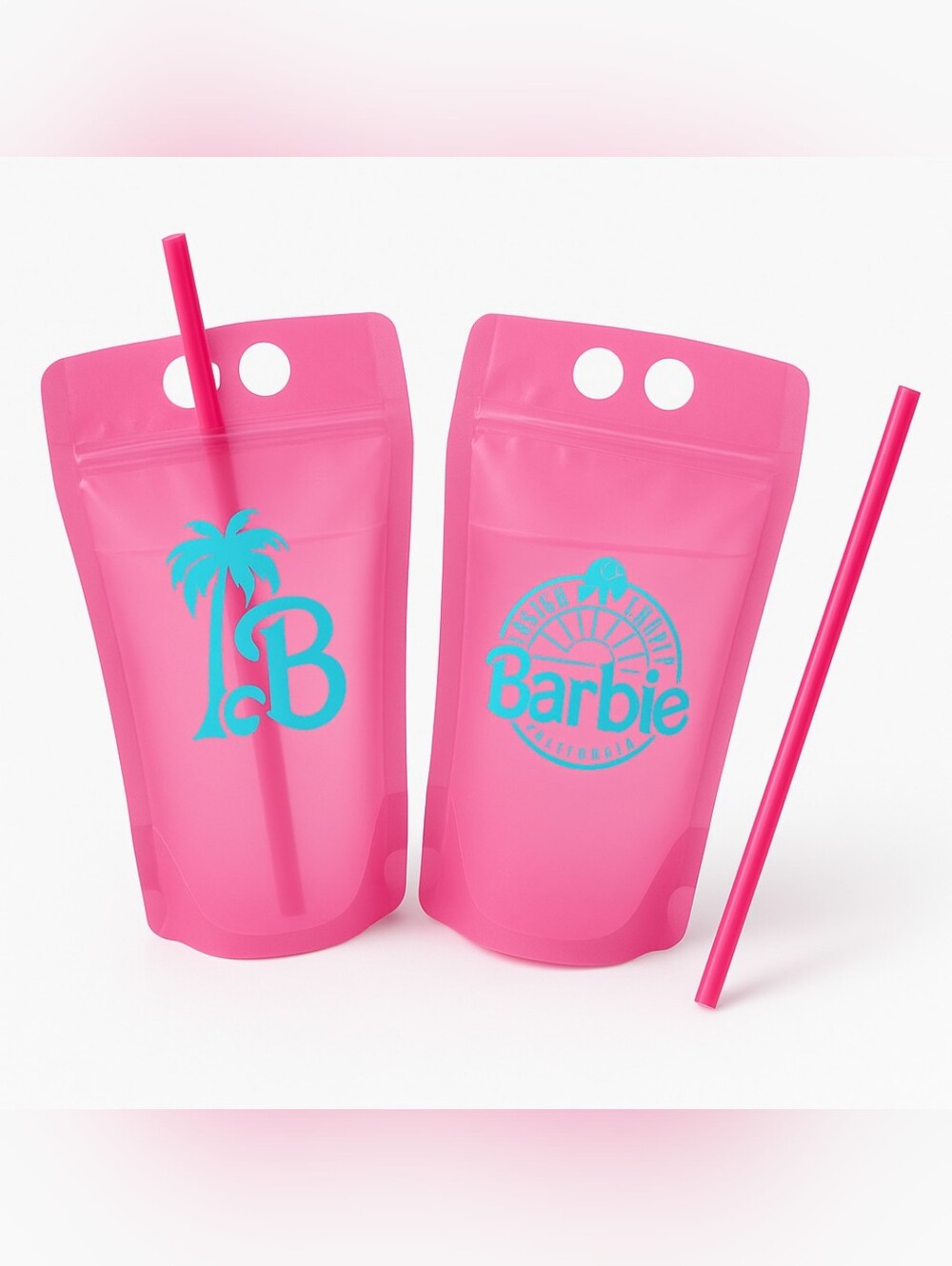 Barbie Dream Party Reusable Drink Pouches, Pink, 8-Pack